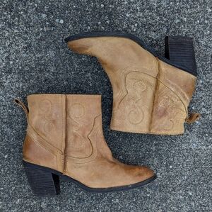 Seychelles‎ | Western Shortie Camel Brown Leather Ankle Boots Size 8.5